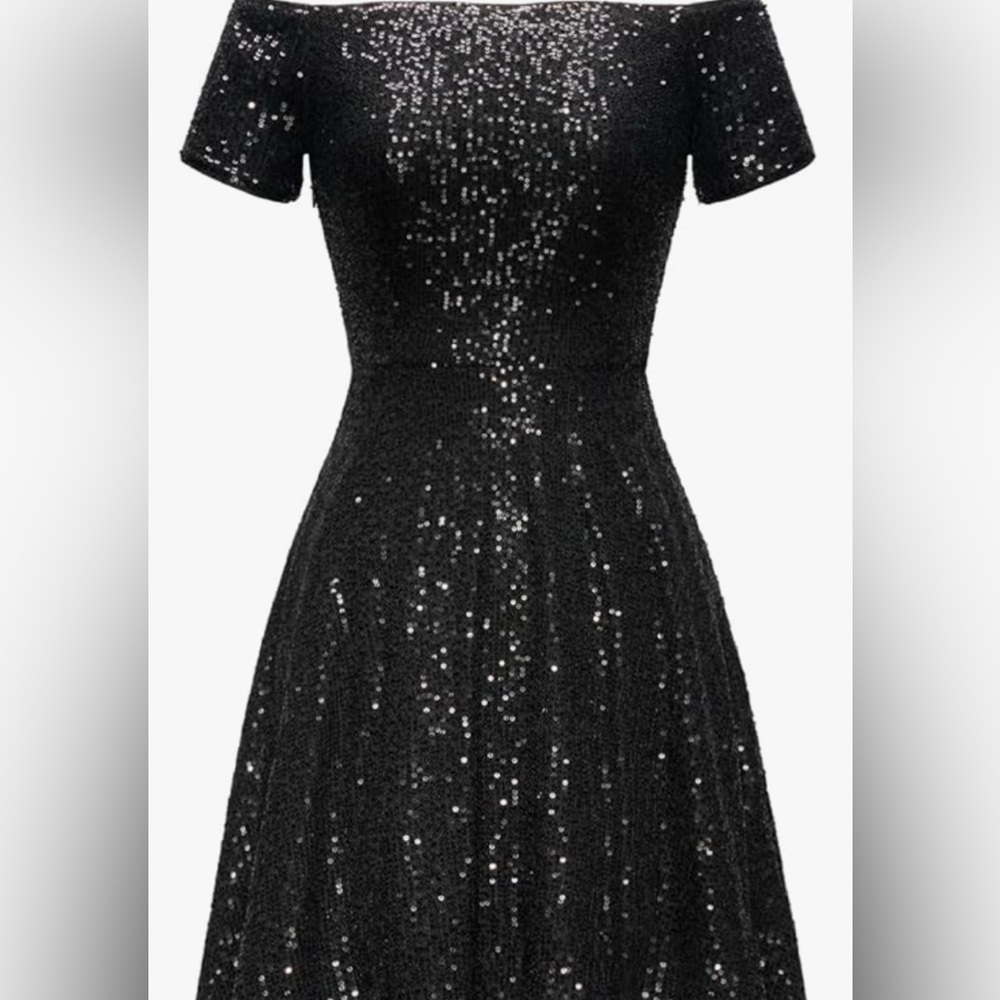 Grace Karin Black off the shoulder sequin dress